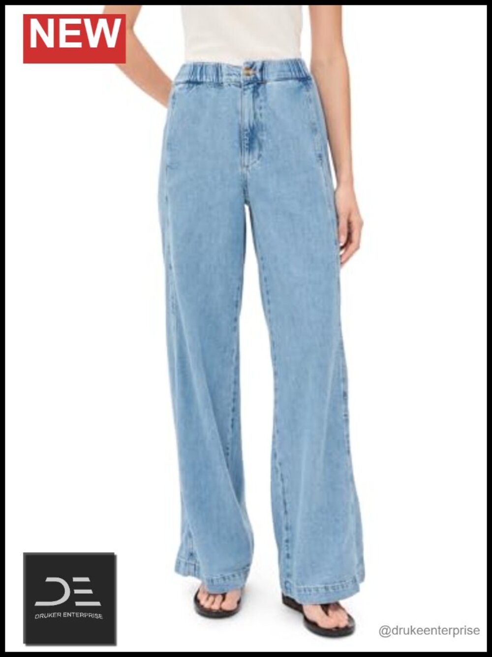 PAIGE Rumi Wide Leg High Rise Jeans Non-Stretch 33in